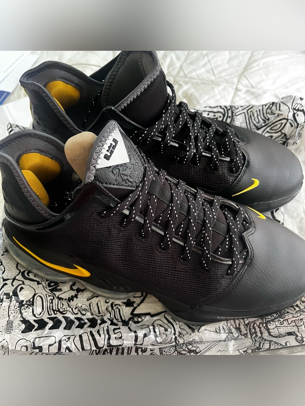 Men's Black and Yellow Performance Basketball Sneakers 11
